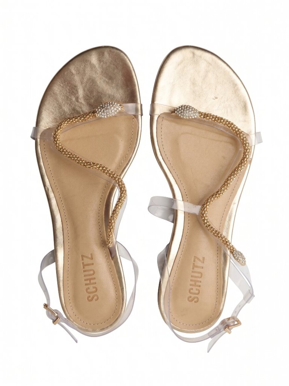 Gold Beaded Snake Sandals size 8.5